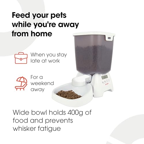 Cat Mate C3000 Automatic Pet Feeder, For Cats and Small Dogs with a Digital Timer, Suitable For Dry Pet Food, 3 Meal Settings, 3Kg Hopper