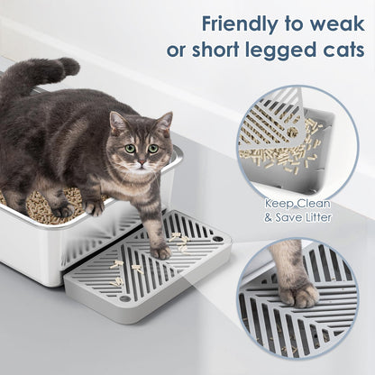 2 Pack 23.6" x 15.7" x 6" Deep & Extra Large Stainless Steel Cat Litter Boxes, High Sides Metal Cat Litter Box for Multi-Cats Big Cats XL Metal Litter Pan Tray, Non-Sticky, Easy Cleaning