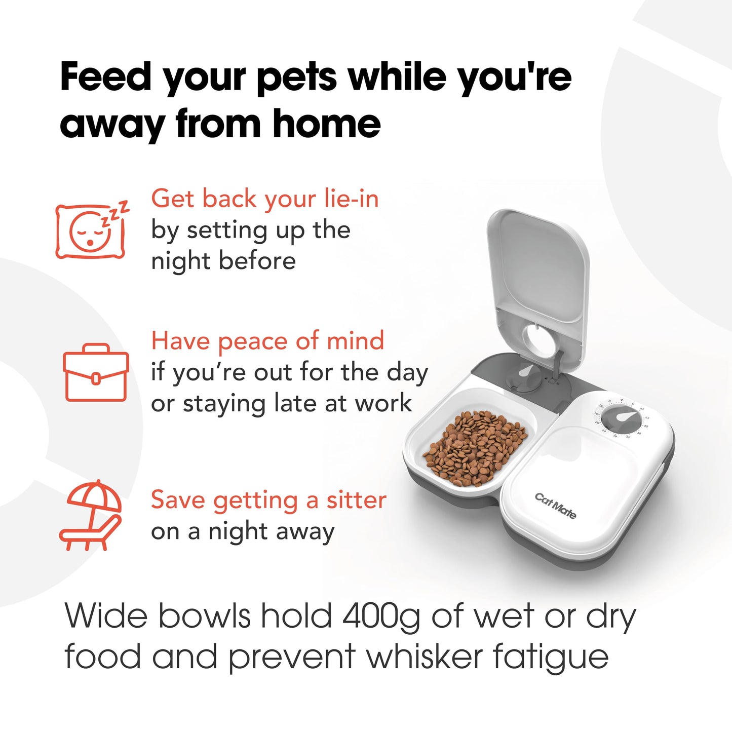 Cat Mate C200 2 Meal Automatic Pet Feeder with Timer and Ice Pack For Cats And Small Dogs, For use with Wet and Dry Food - White