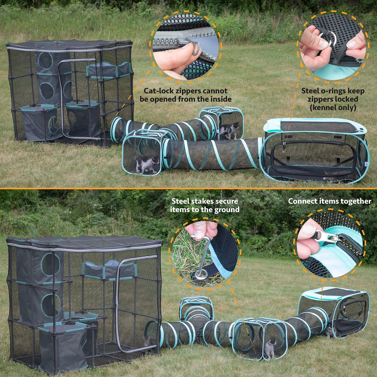 Kitty City Claw Indoor and Outdoor Mega Kit Cat Furniture, Cat Sleeper, Outdoor Kennel, Corrugate Cat Scratcher, Black